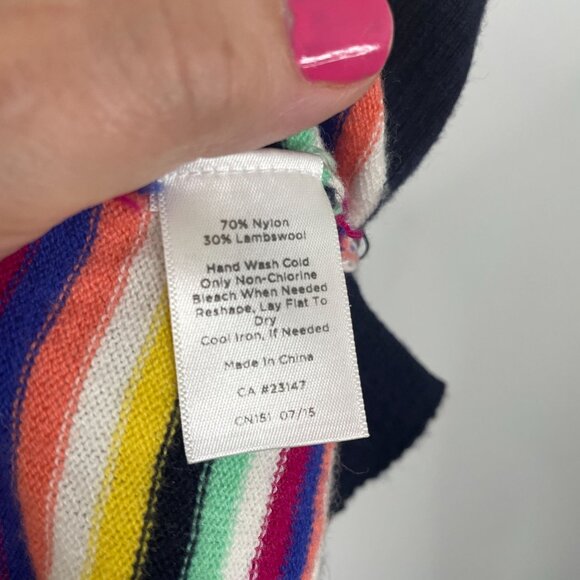 Talbots Womens Preppy Casual Wool Blend Sweater Large Rainbow Striped Pullover - Picture 8 of 8